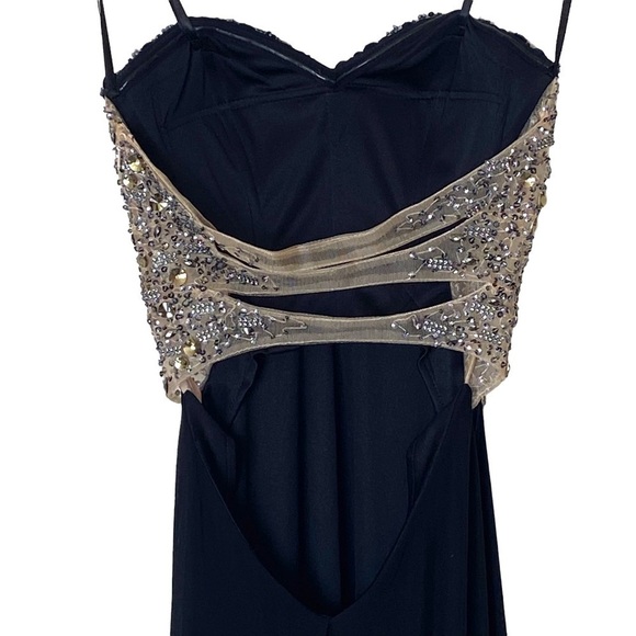 La Femme Chiffon Ruched Open Back Sequin Maxi Dress, Size 0 (Flawed) - Picture 6 of 12